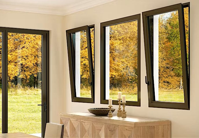 36 in X 48 in. uPVC-Triple Pane, Tilt & Turn, LowE-Glass +Screens +Nail Flange. White-Black; New Construction or Replacement. Left/Right Handed