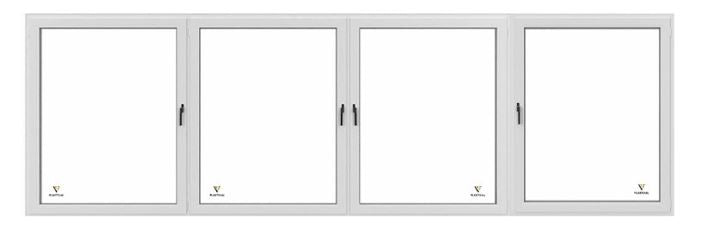 144 in X 48 in. uPVC-Triple Pane, Tilt & Turn, LowE-Glass +Screens +Nail Flange. QUAD Sash, New Construction or Replacement. Left/Right Handed, White or Black