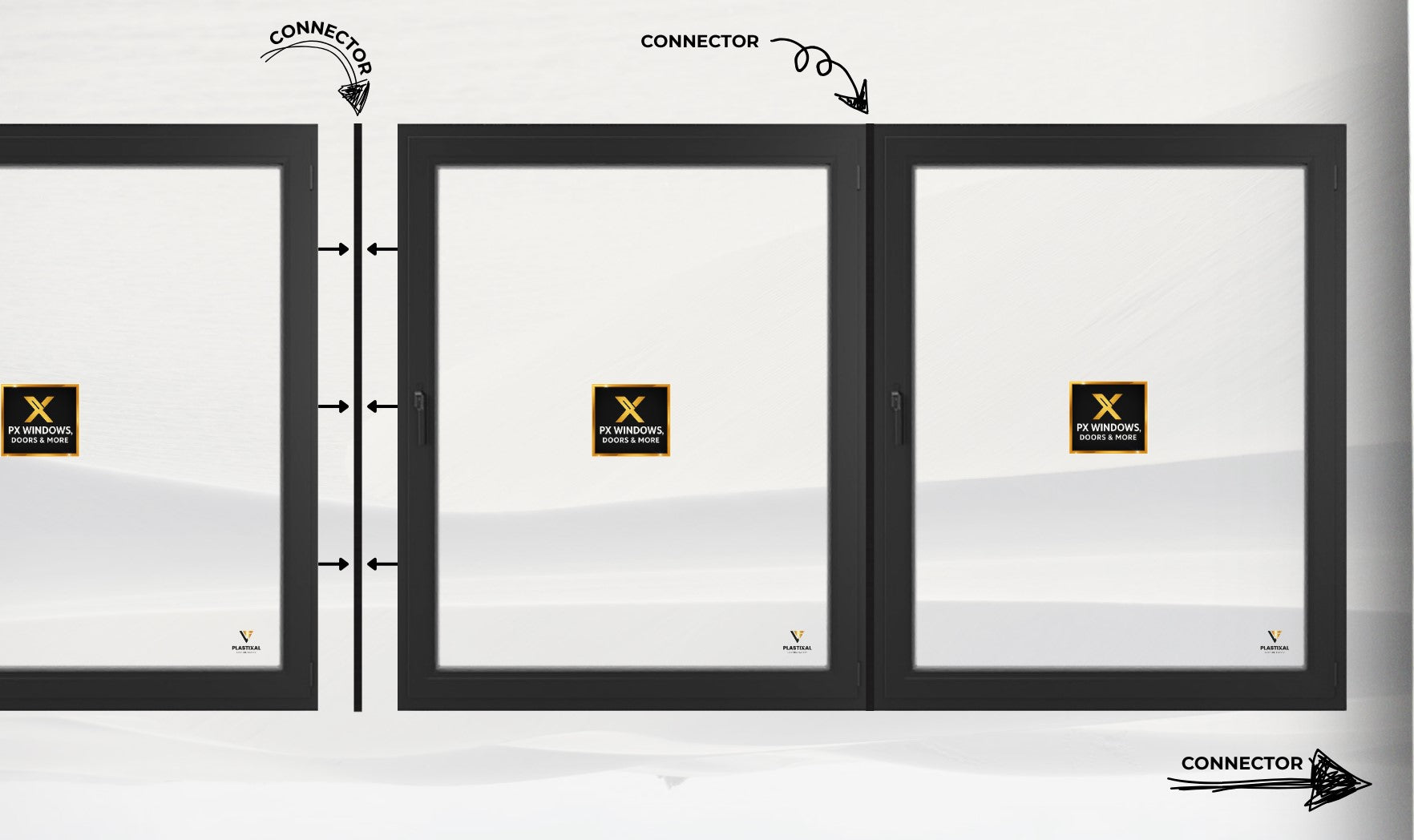 108 in X 48 in. uPVC-Triple Pane, Tilt & Turn, LowE-Glass +Screens +Nail Flange. Double Sash, New Construction or Replacement. Left/Right Handed, White-Black
