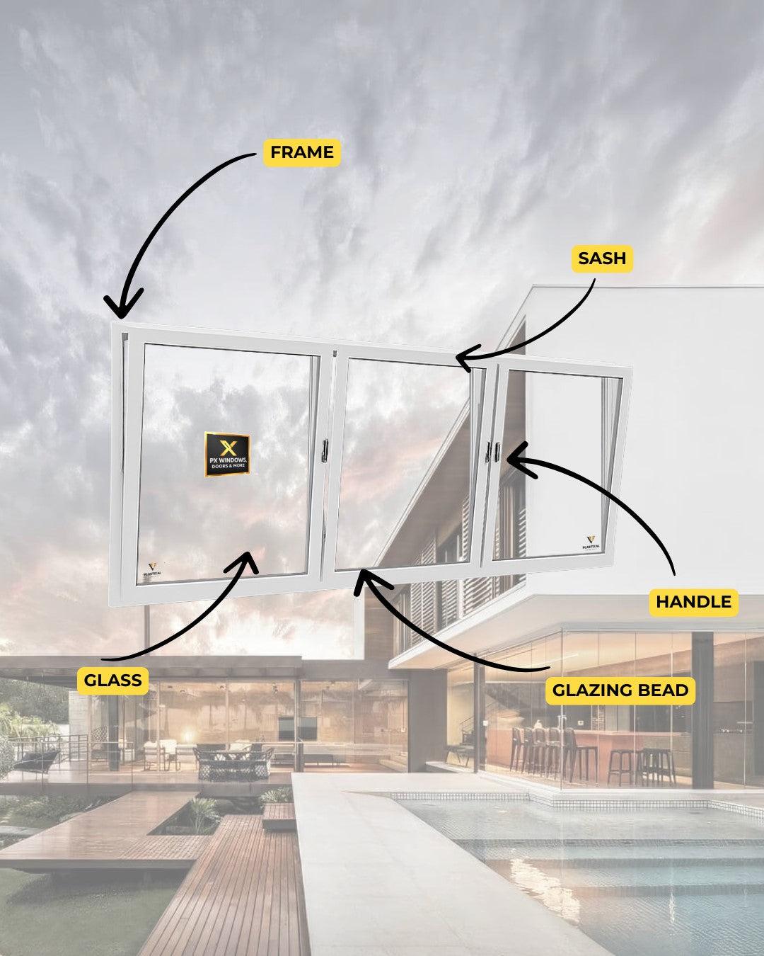 108 in X 48 in. uPVC-Triple Pane, Tilt & Turn, LowE-Glass +Screens +Nail Flange. Double Sash, New Construction or Replacement. Left/Right Handed, White-Black